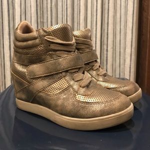 Gold Wedge Sneaker